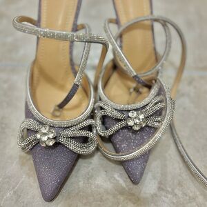 Elegant Women's Silver and purple Heels